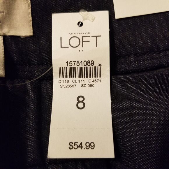 Loft Women's Size 8 Black Grey Pleated Curvy Crop Pants - Picture 3 of 6